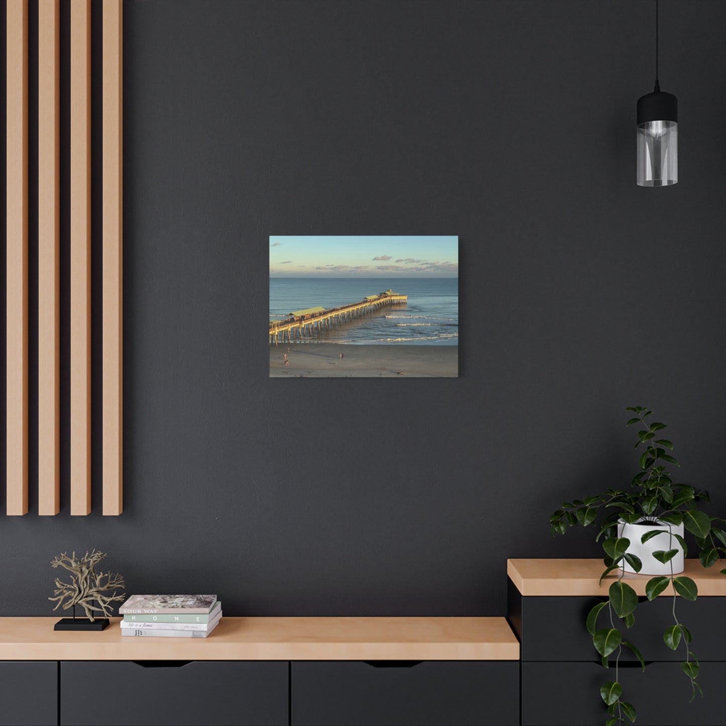 "Folly Beach: Pier ", Matte Canvas, Stretched, 1.25"