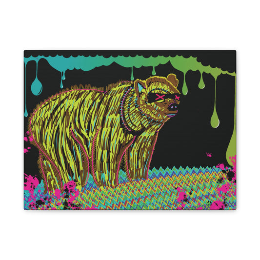 Crude Instincts: Bear Necessities | Canvas Art, Colorful Wall Decor, Animal Lover Gift, Modern Home Decor, Eco-friendly Stretched Canvas Print