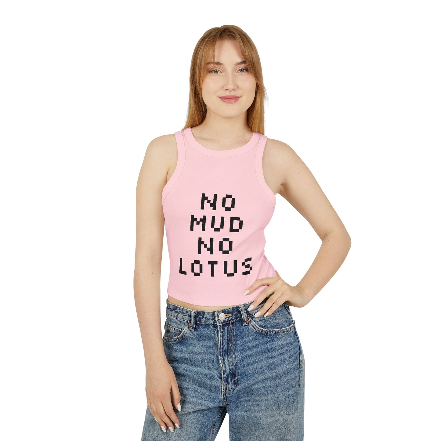 "No Mud No Lotus" - Graphic Racer Tank Top