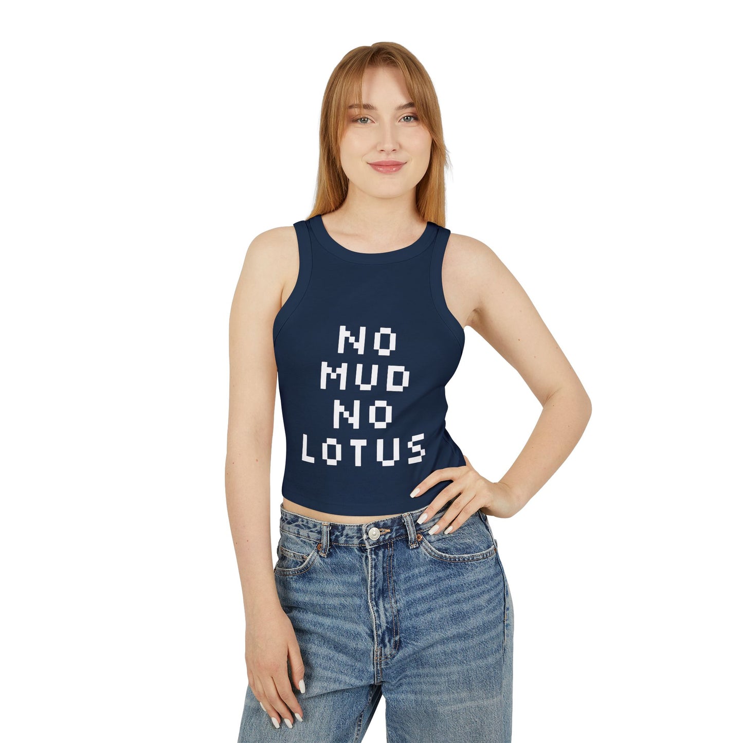 "No Mud No Lotus" - Graphic Racer Tank Top