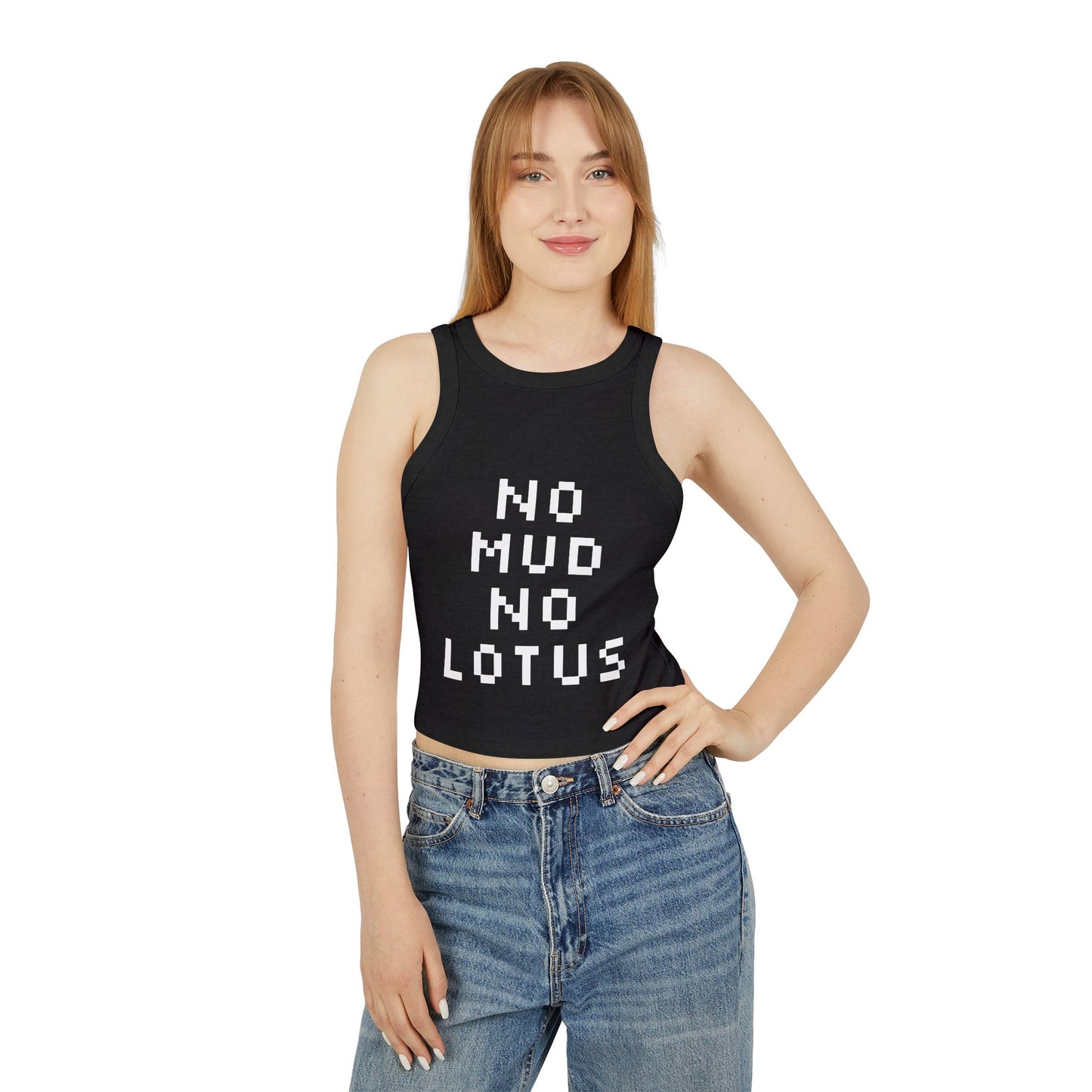 "No Mud No Lotus" - Graphic Racer Tank Top