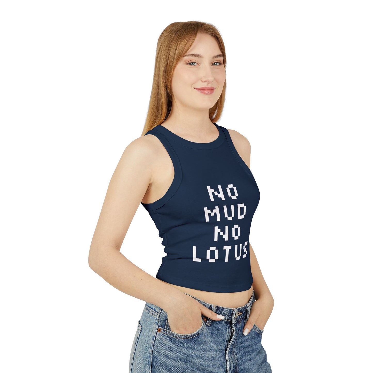 "No Mud No Lotus" - Graphic Racer Tank Top