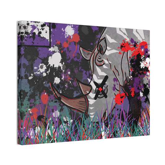 Crude Instincts: Albino Rhinose | Canvas Art, Colorful Wall Decor, Animal Lover Gift, Modern Home Decor, Eco-friendly Stretched Canvas Print