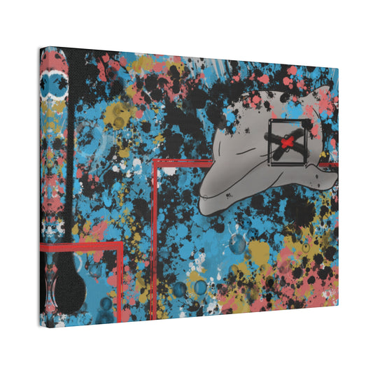 Crude Instincts: Dolphin-bears | Canvas Art, Colorful Wall Decor, Animal Lover Gift, Modern Home Decor, Eco-friendly Stretched Canvas Print