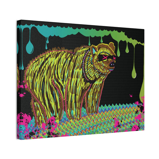 Crude Instincts: Bear Necessities | Canvas Art, Colorful Wall Decor, Animal Lover Gift, Modern Home Decor, Eco-friendly Stretched Canvas Print